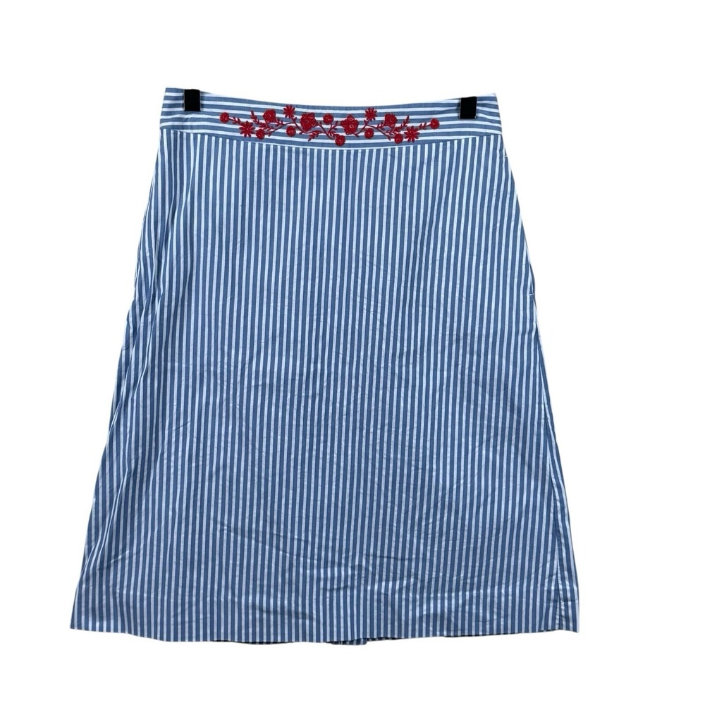 Draper James Women's Size 2 Blue White Striped A-Line Skirt Red Floral